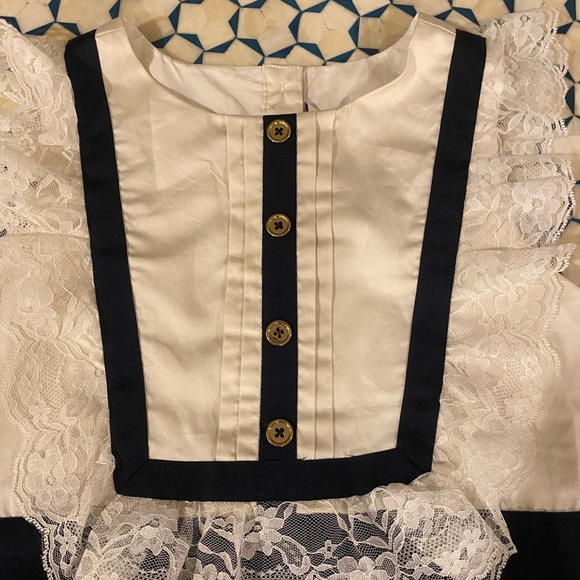 Janie and Jack Navy and White Dress with Lace Detail size 10 - Picture 3 of 7